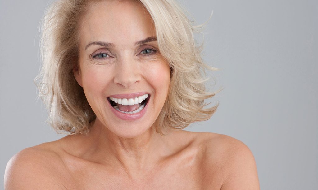 Happy looking mature woman
